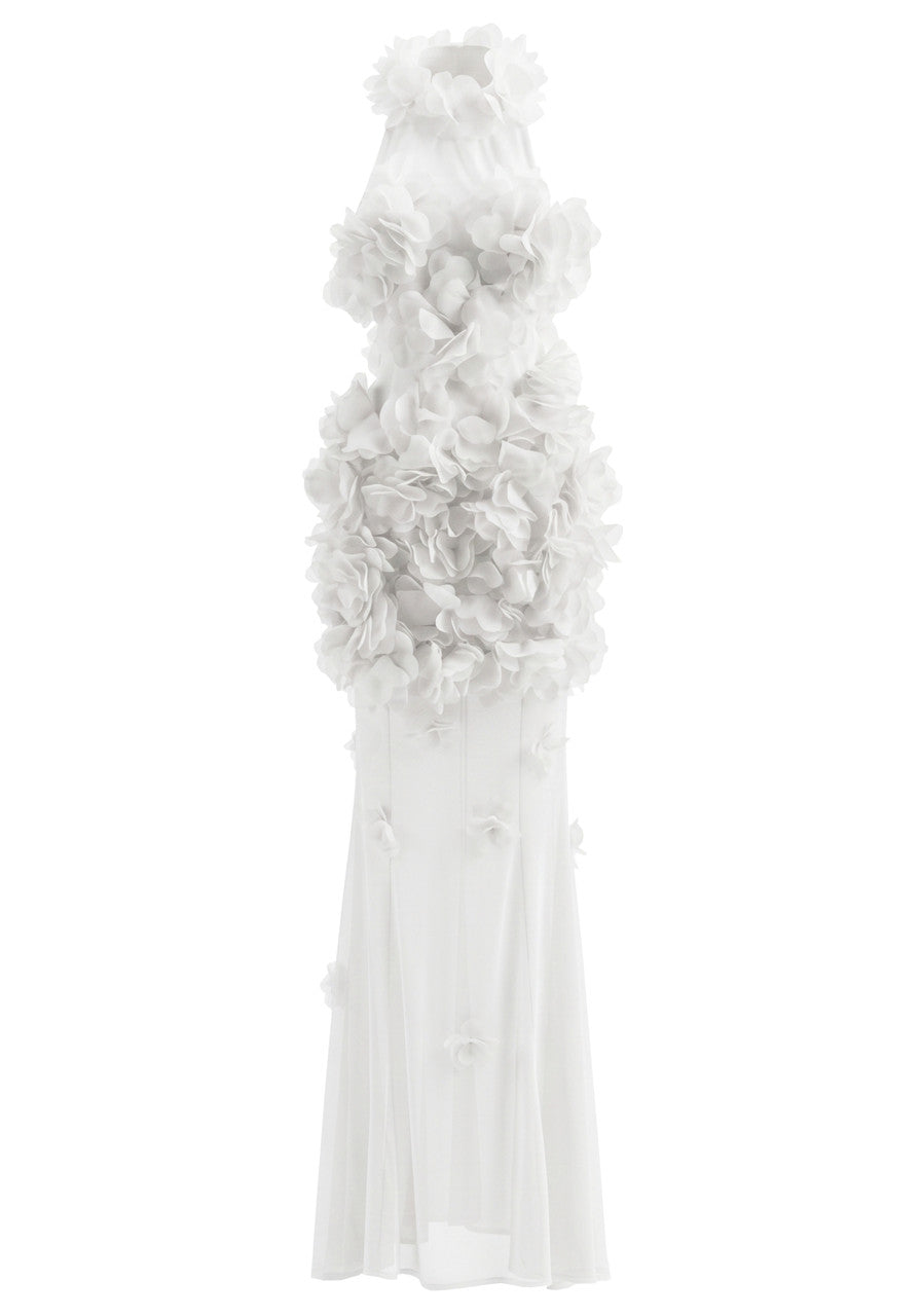 Petal Detail Maxi Dress White