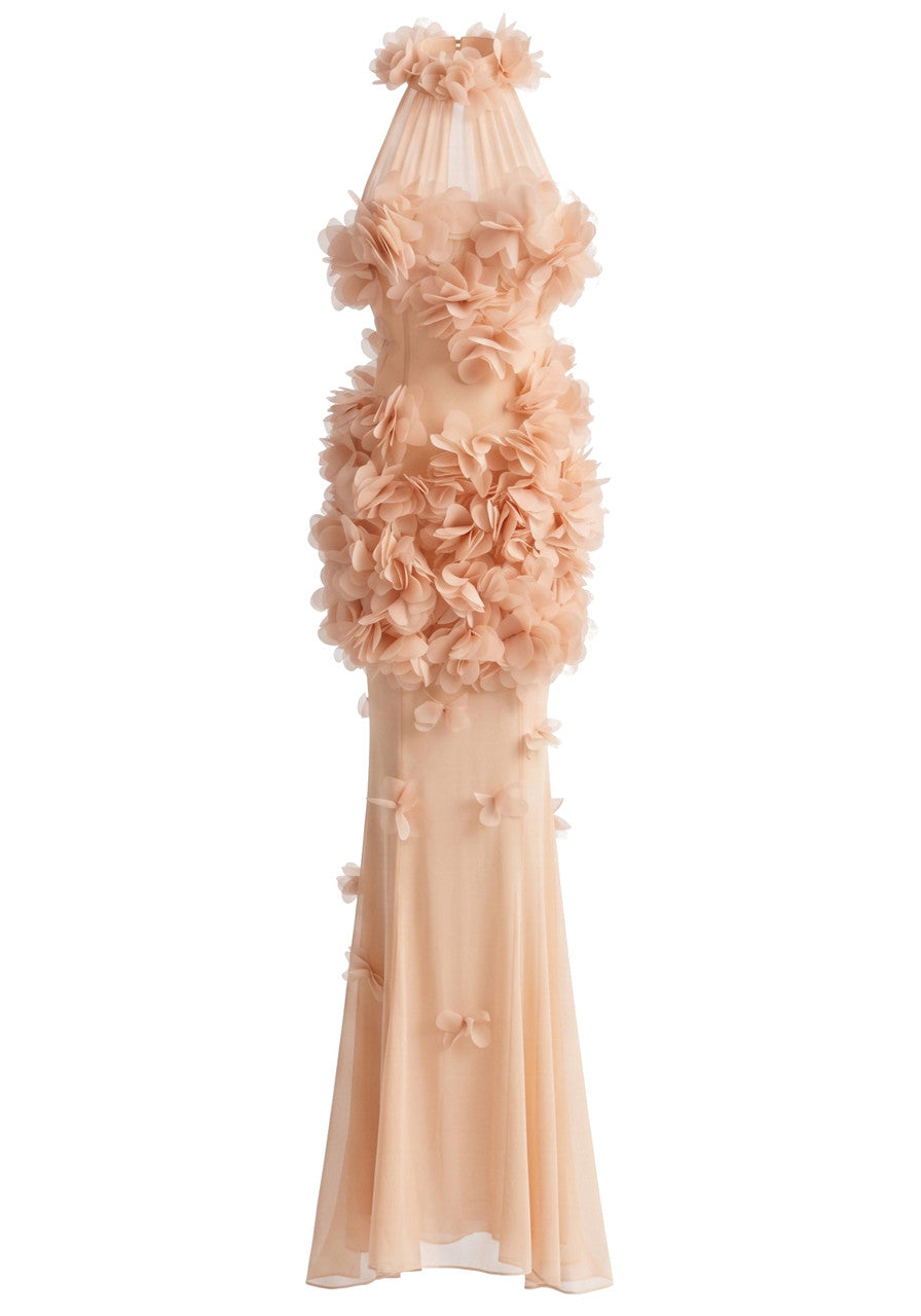 Petal Detail Maxi Dress in Salmon Pink, photo 1 - Deida's Fashion