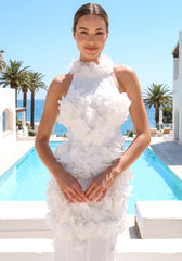 Petal Detail Maxi Dress in White, photo 8 - Deida's Fashion